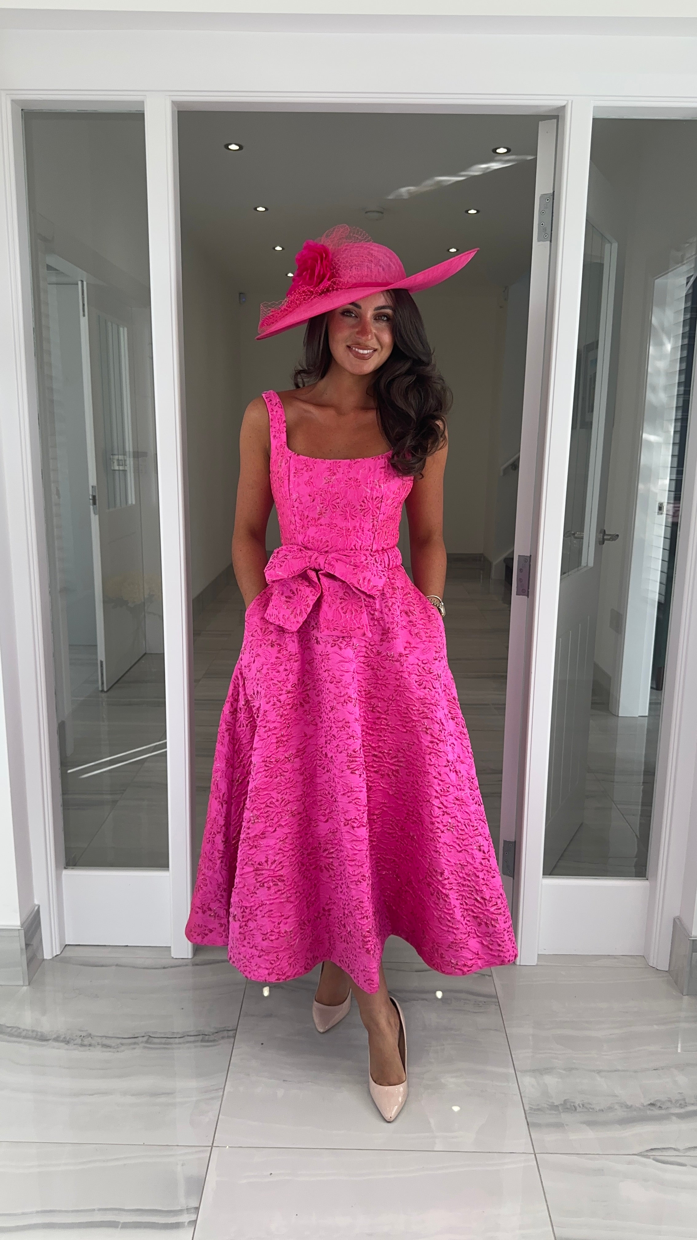 fuchsia pink skater dress NWOT Lulu's Fuchsia Skater Dress XL=14/16