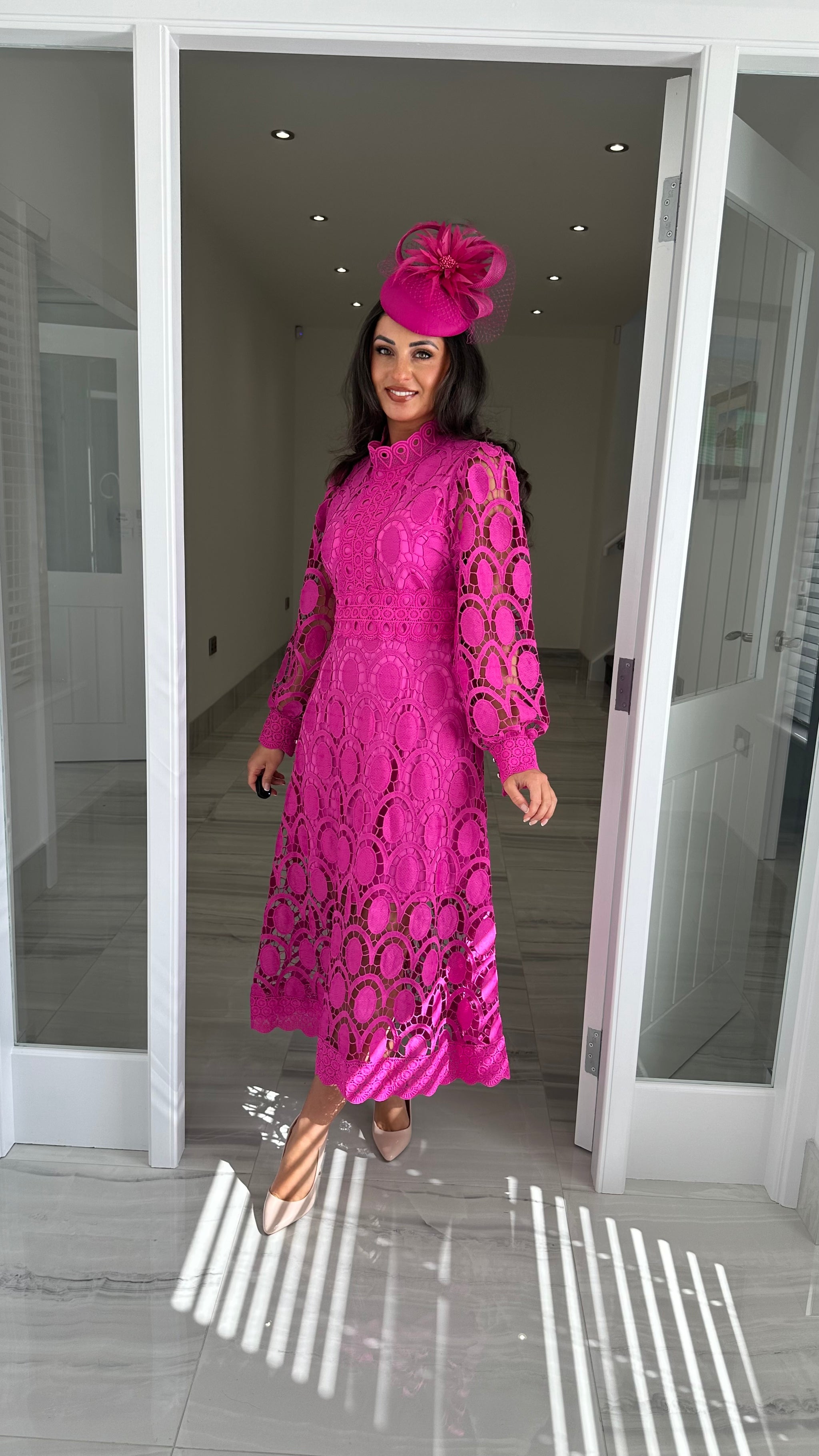 Magenta Long Sleeve Lace Dress Kirsty's Kloset Magenta Long Sleeve Lace Dress Kirsty's Kloset
