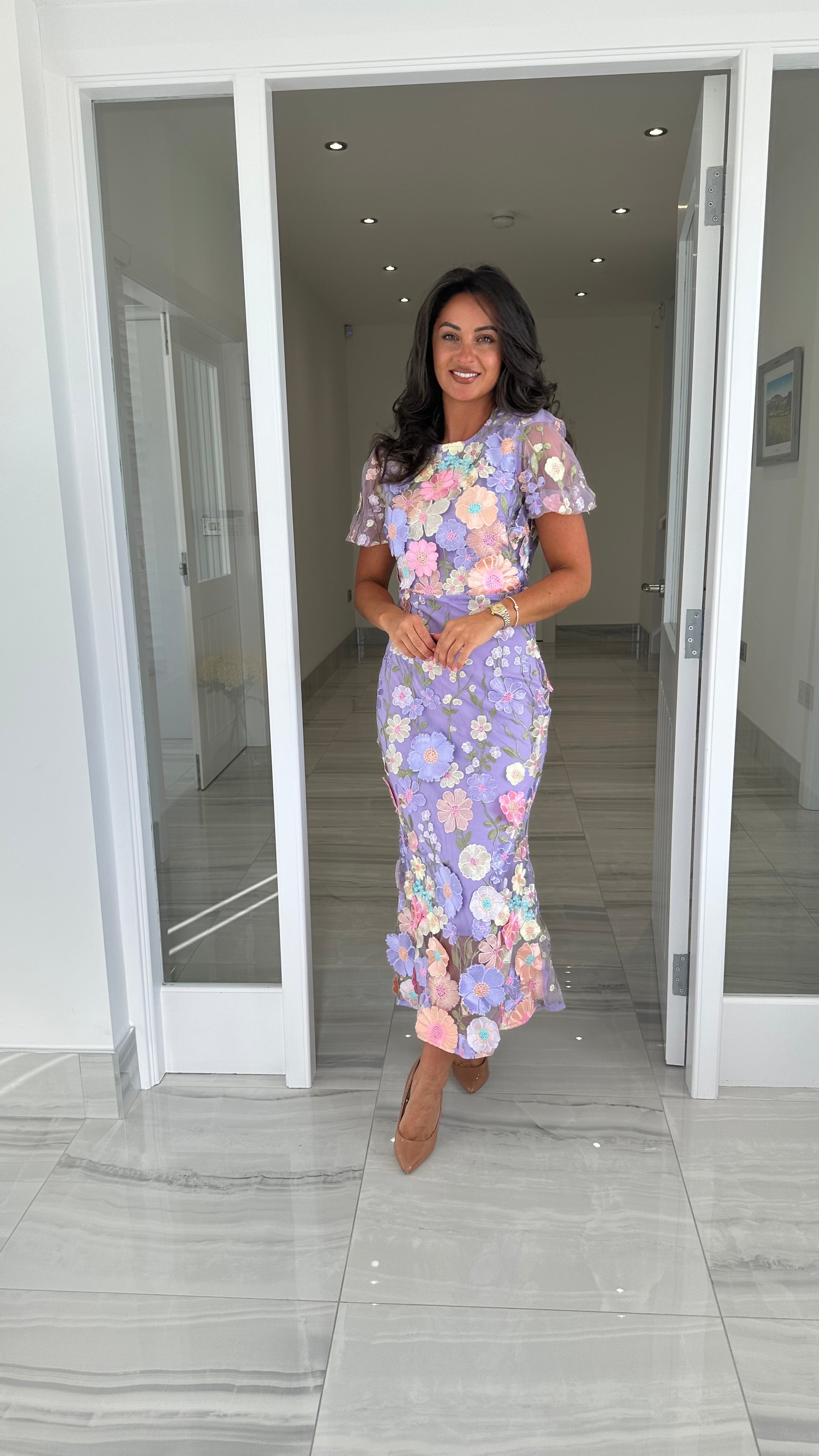 lilac floral midi dress Lavender Lilac Floral Midi Cottagecore Corset Dress Lavender Lilac Floral / Small