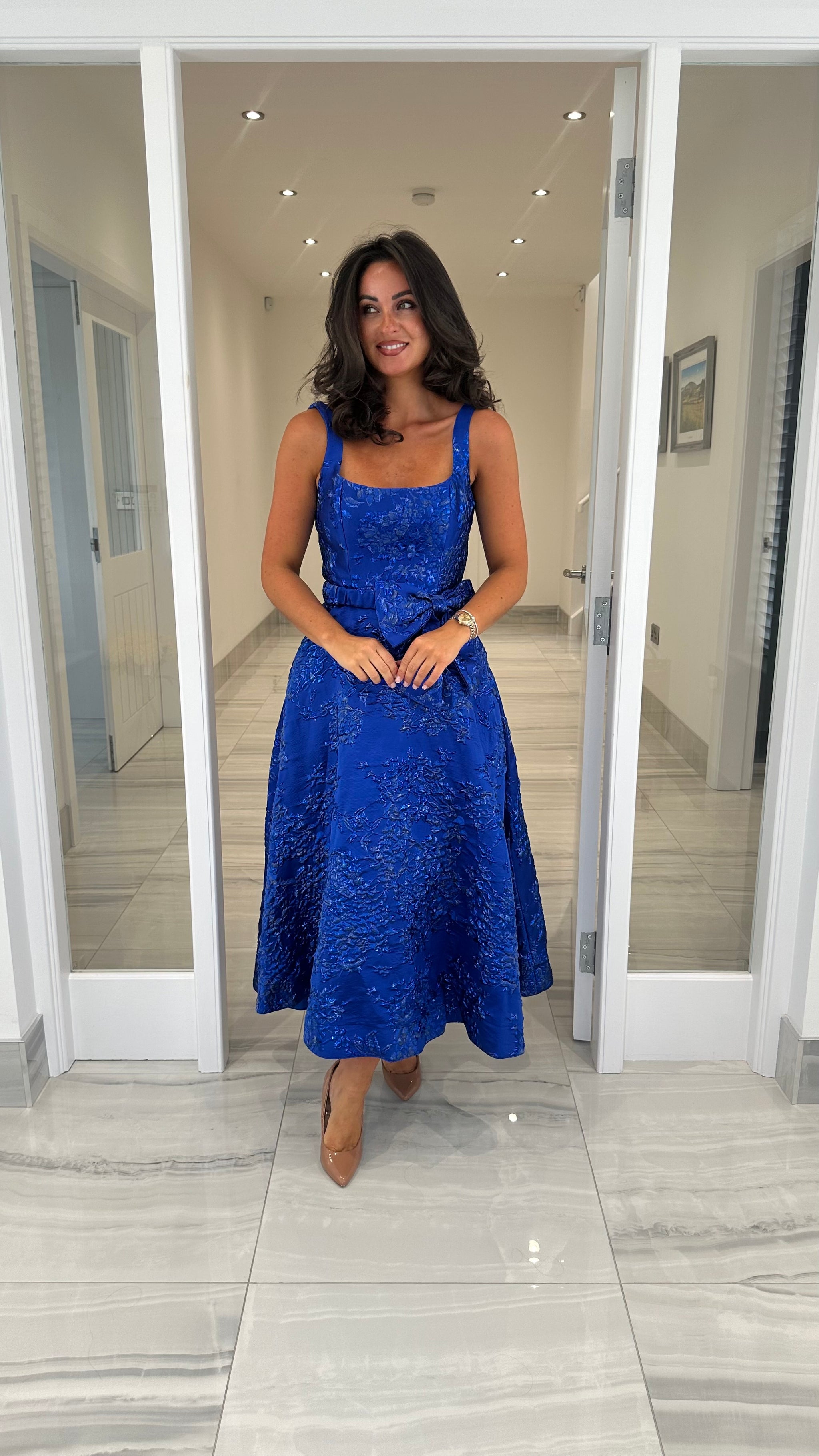 Royal Blue Confirmation Skater Dresses Royal Blue Skater Dress With Lace Top