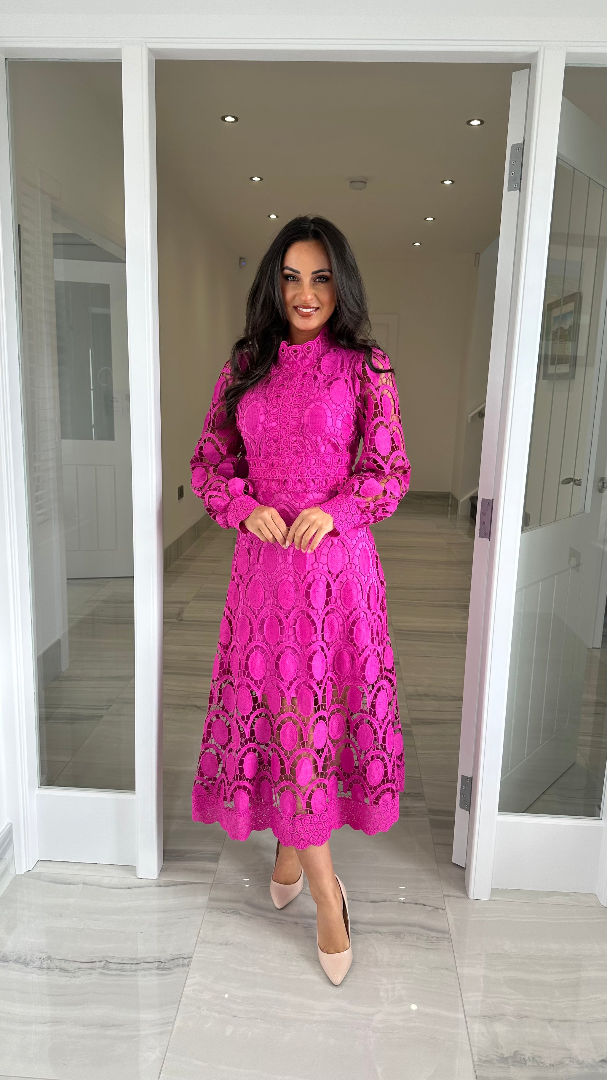 Magenta Long Sleeve Lace Dress Kirsty's Kloset Magenta Long Sleeve Lace Dress Kirsty's Kloset