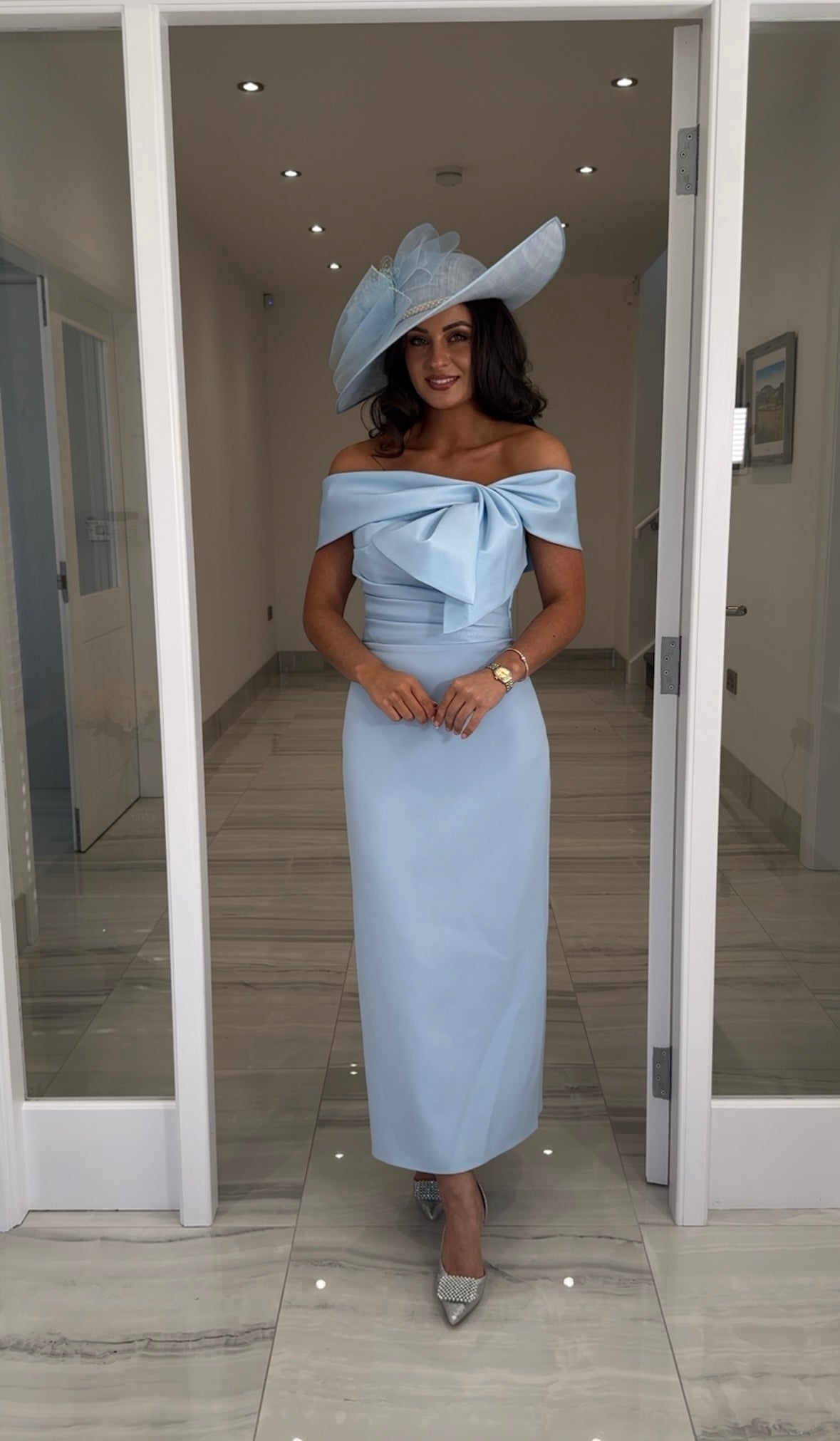 Premium Blue Bow Front Midi Dress Kirsty's Kloset Premium Blue Bow Front Midi Dress Kirsty's Kloset