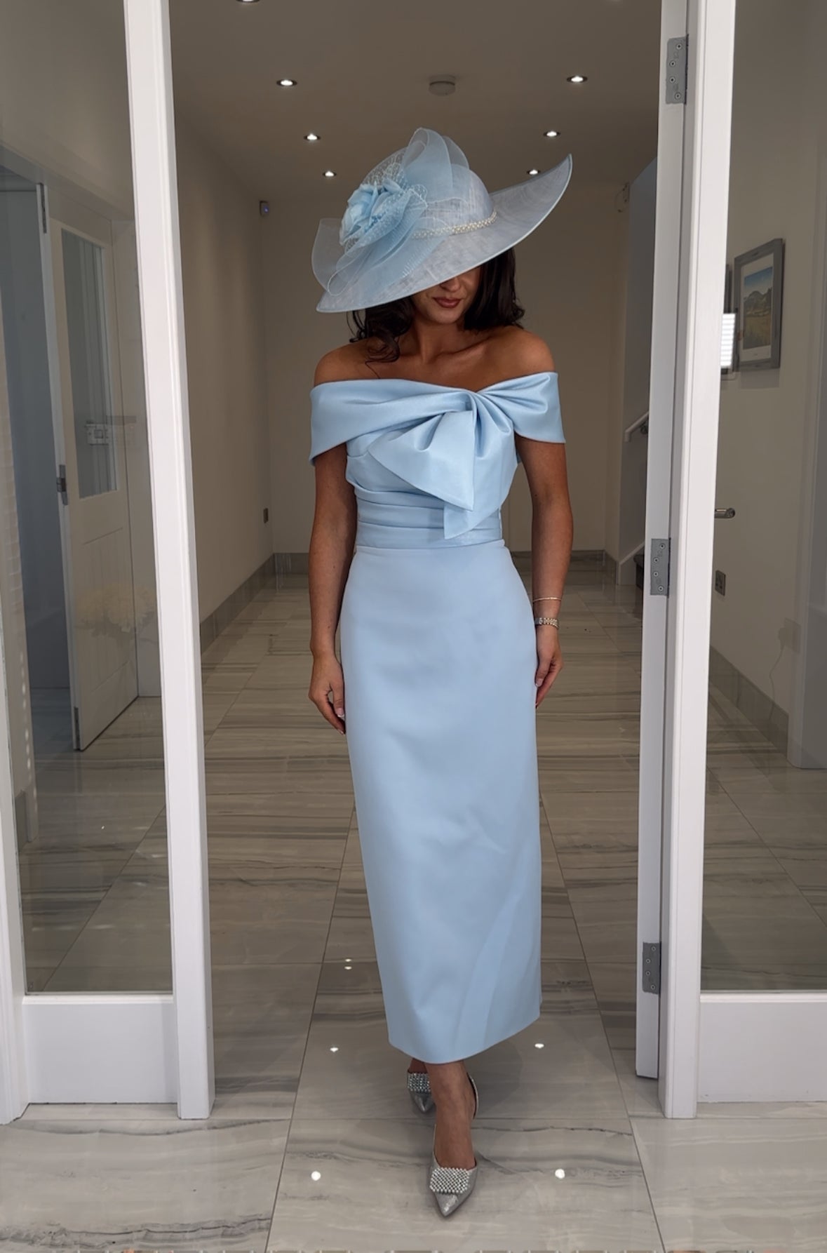 Premium Blue Bow Front Midi Dress Kirsty's Kloset Premium Blue Bow Front Midi Dress Kirsty's Kloset