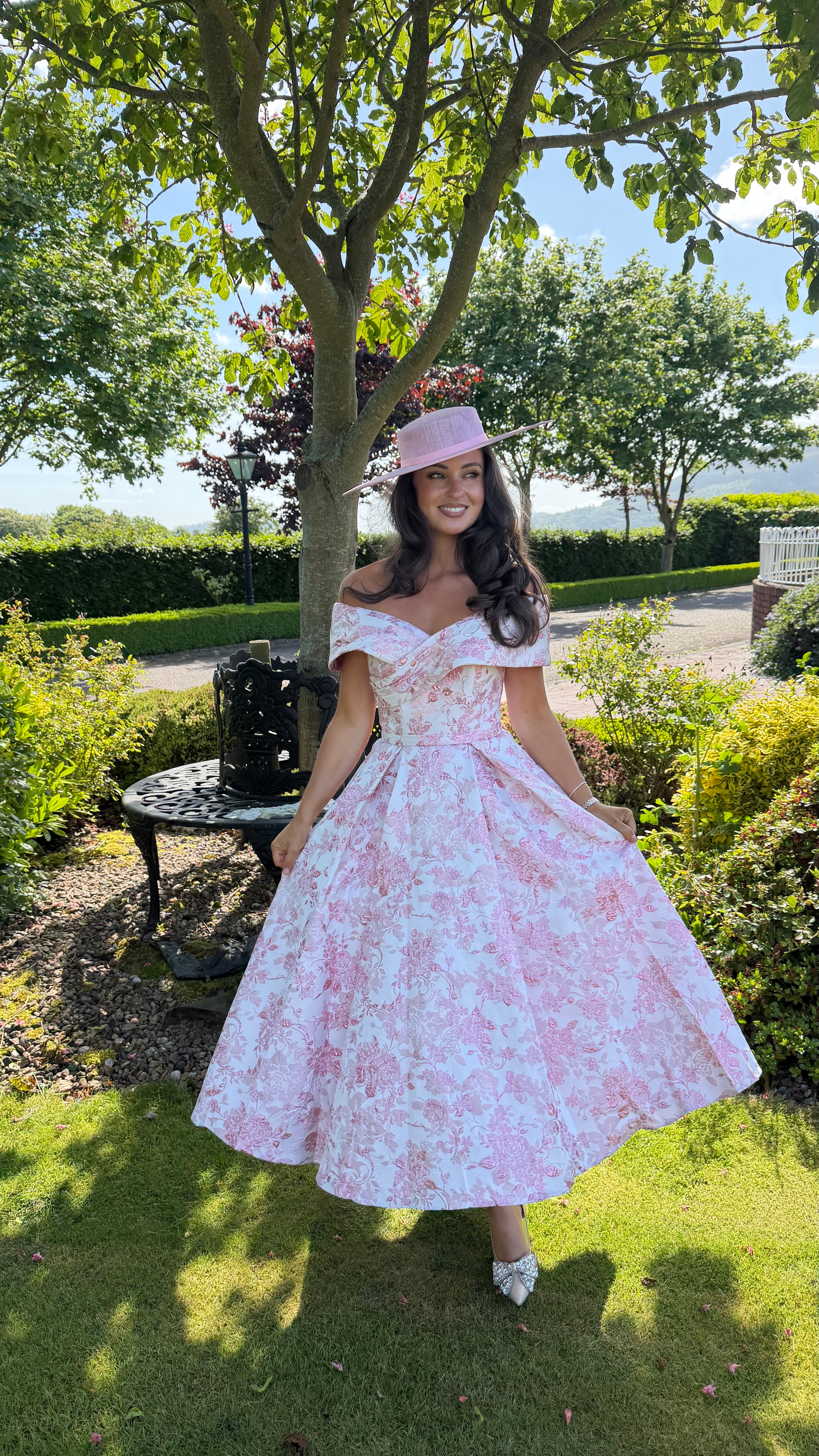 pink floral skater dress Hemant And Nandita Avya Pink Floral Skater Mini Dress