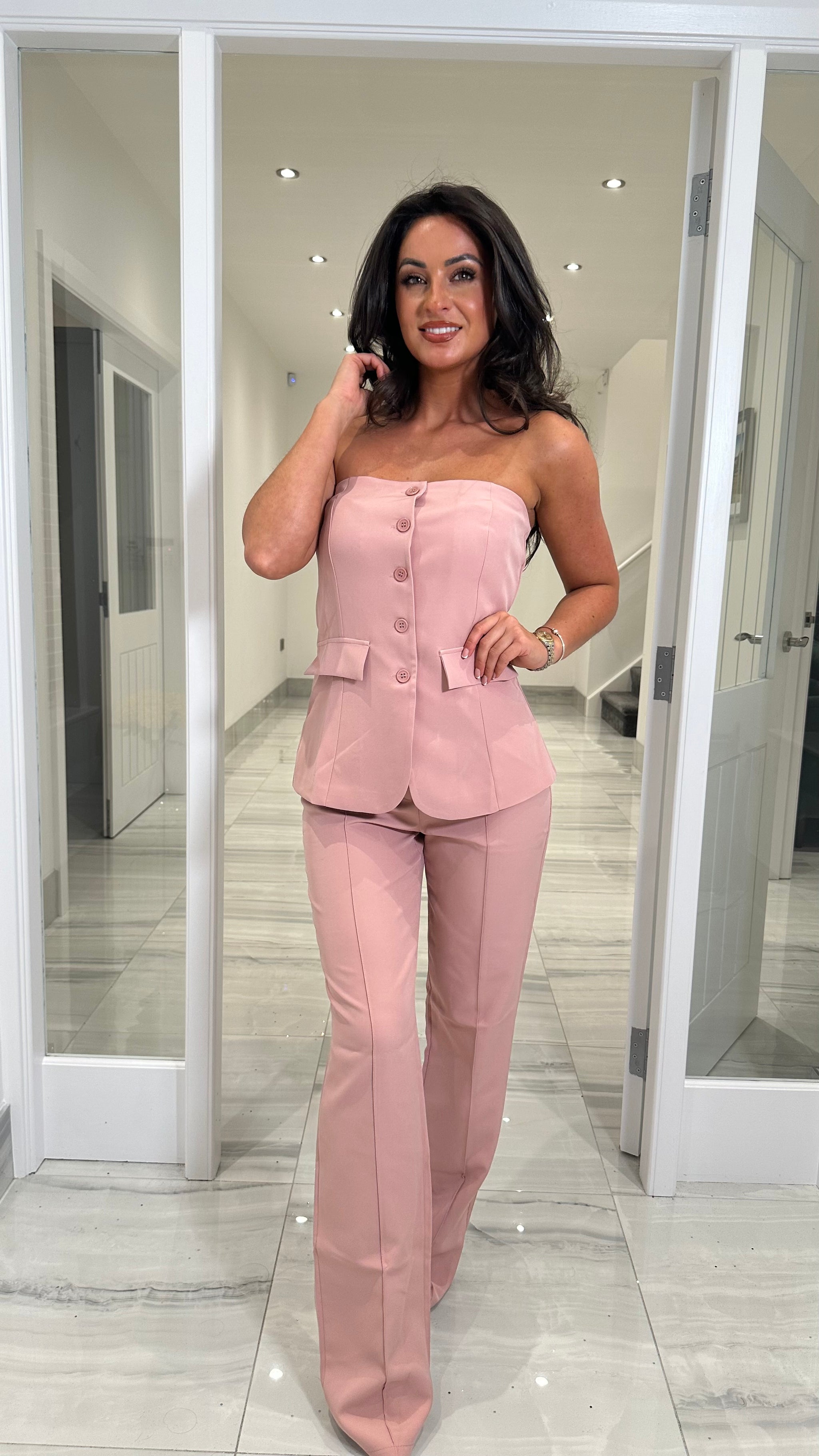 Pink Strapless Top & Trousers Set – Kirsty's Kloset