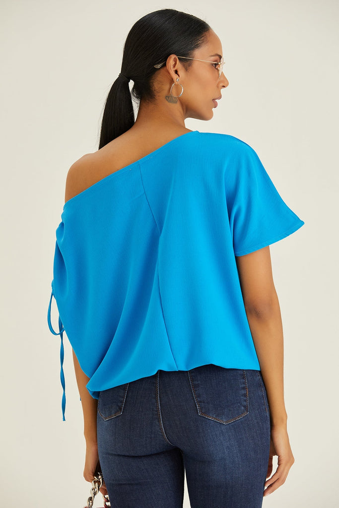 Off Shoulder Oversize Top in Blue - jqwholesale.com