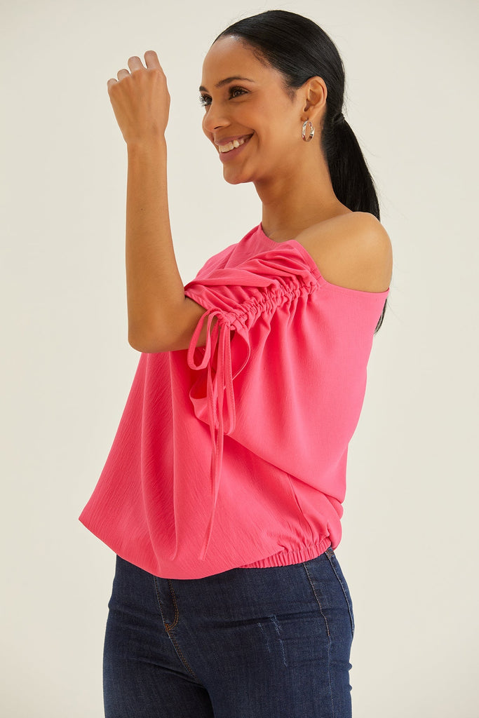 Off Shoulder Oversize Top in Pink - jqwholesale.com