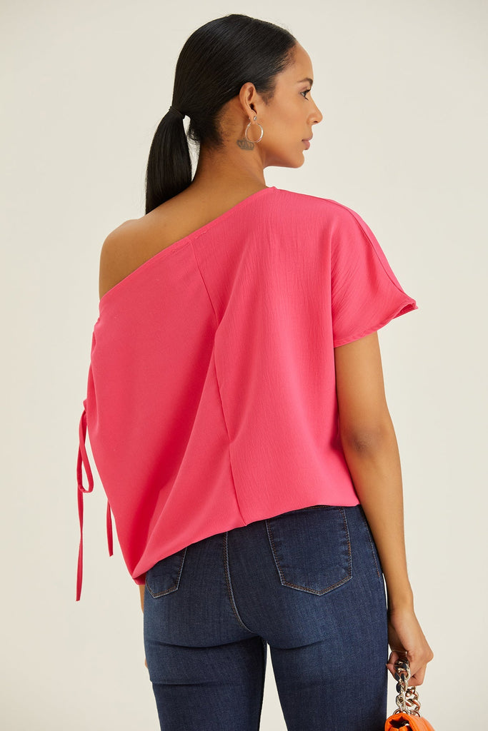 Off Shoulder Oversize Top in Pink - jqwholesale.com