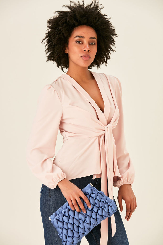 Knot Long Sleeve top in Blush (PRE-ORDER) - jqwholesale.com