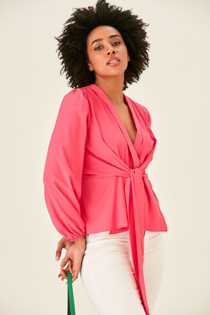 Knot Long Sleeve top in Pink (PRE-ORDER) - jqwholesale.com