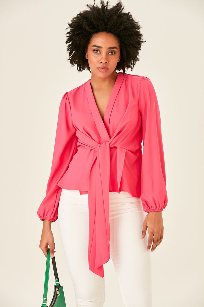 Knot Long Sleeve top in Pink (PRE-ORDER) - jqwholesale.com