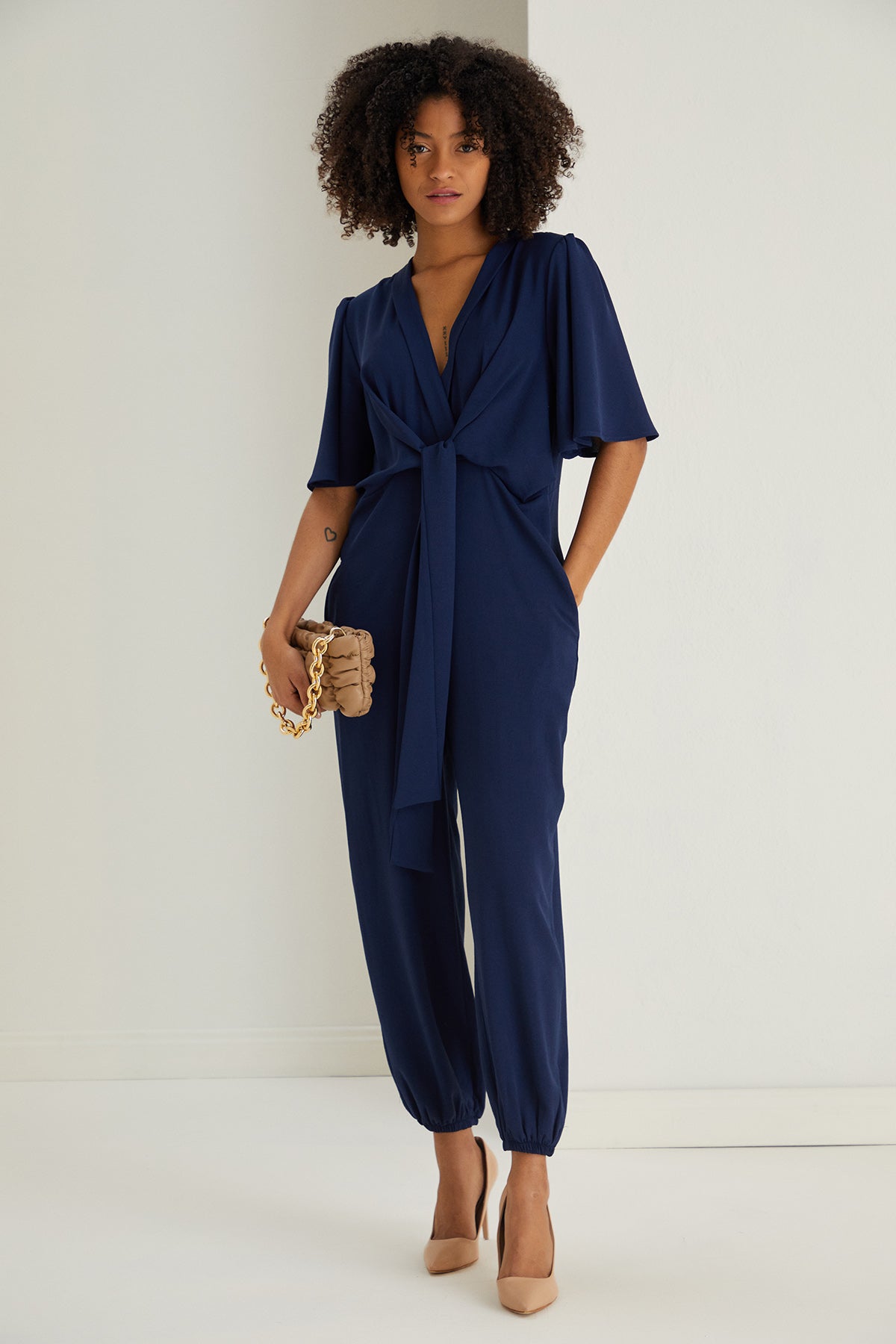 Buy Blue 60% Rayon Embroidered Crochet Lizette Cape Sleeve Jumpsuit For  Women by Eli Bitton Online at Aza Fashions.