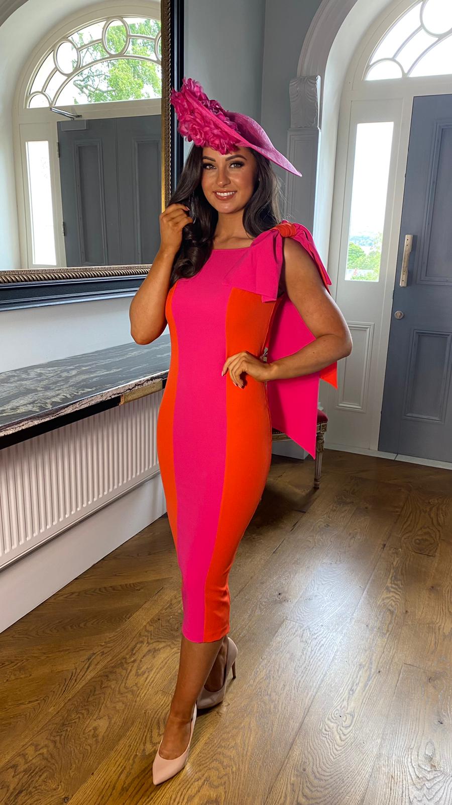 pink orange wedding guest dress Orange Wedding Guest Dresses