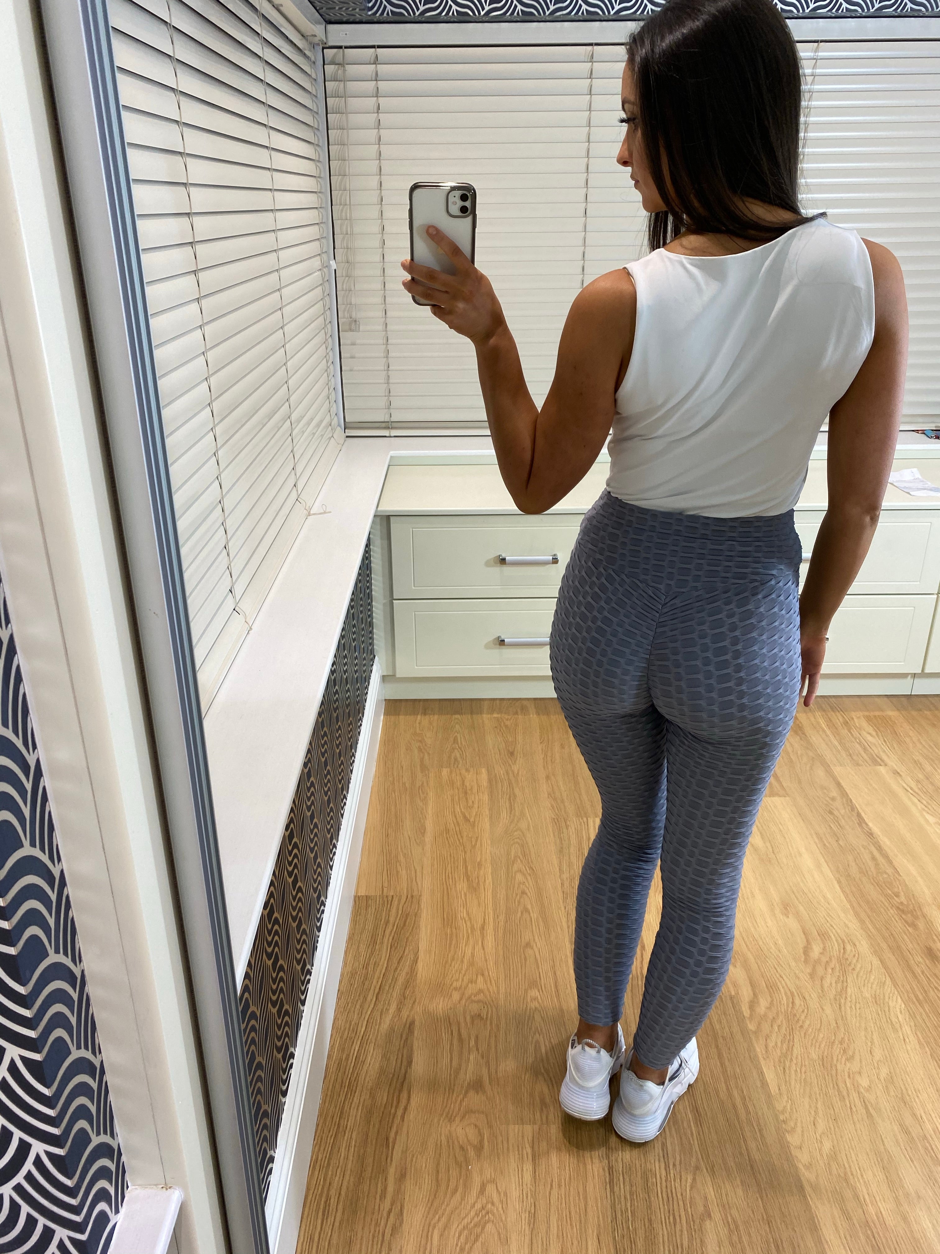 Grey Bum Lift Honeycomb Leggings – Kirsty's Kloset