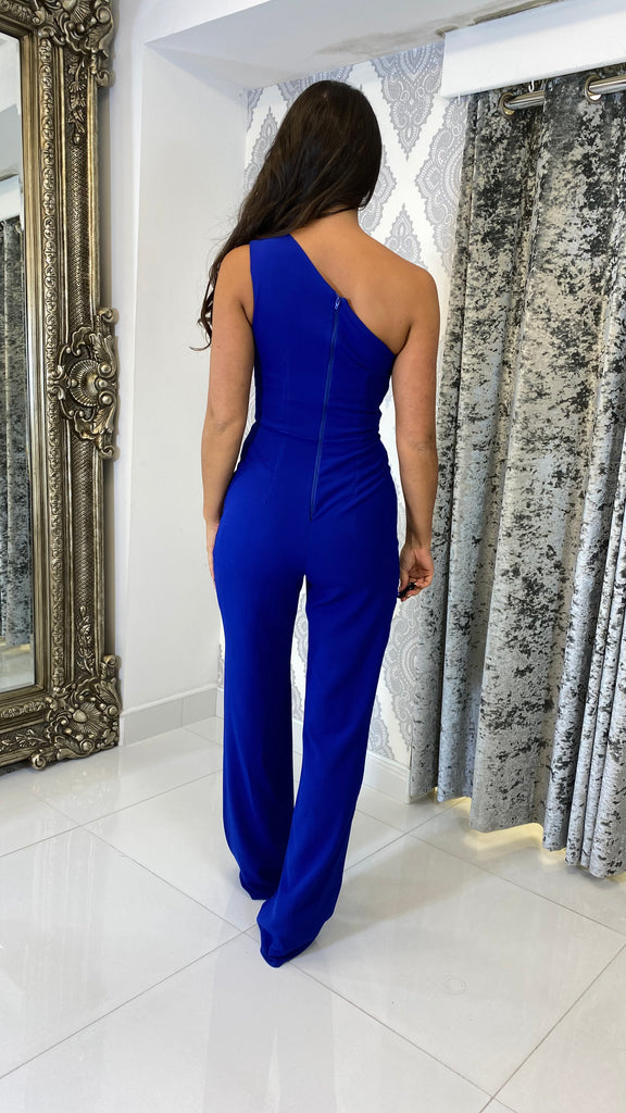One Shoulder Jumpsuit (Royal Blue) – Jeannette Boutique