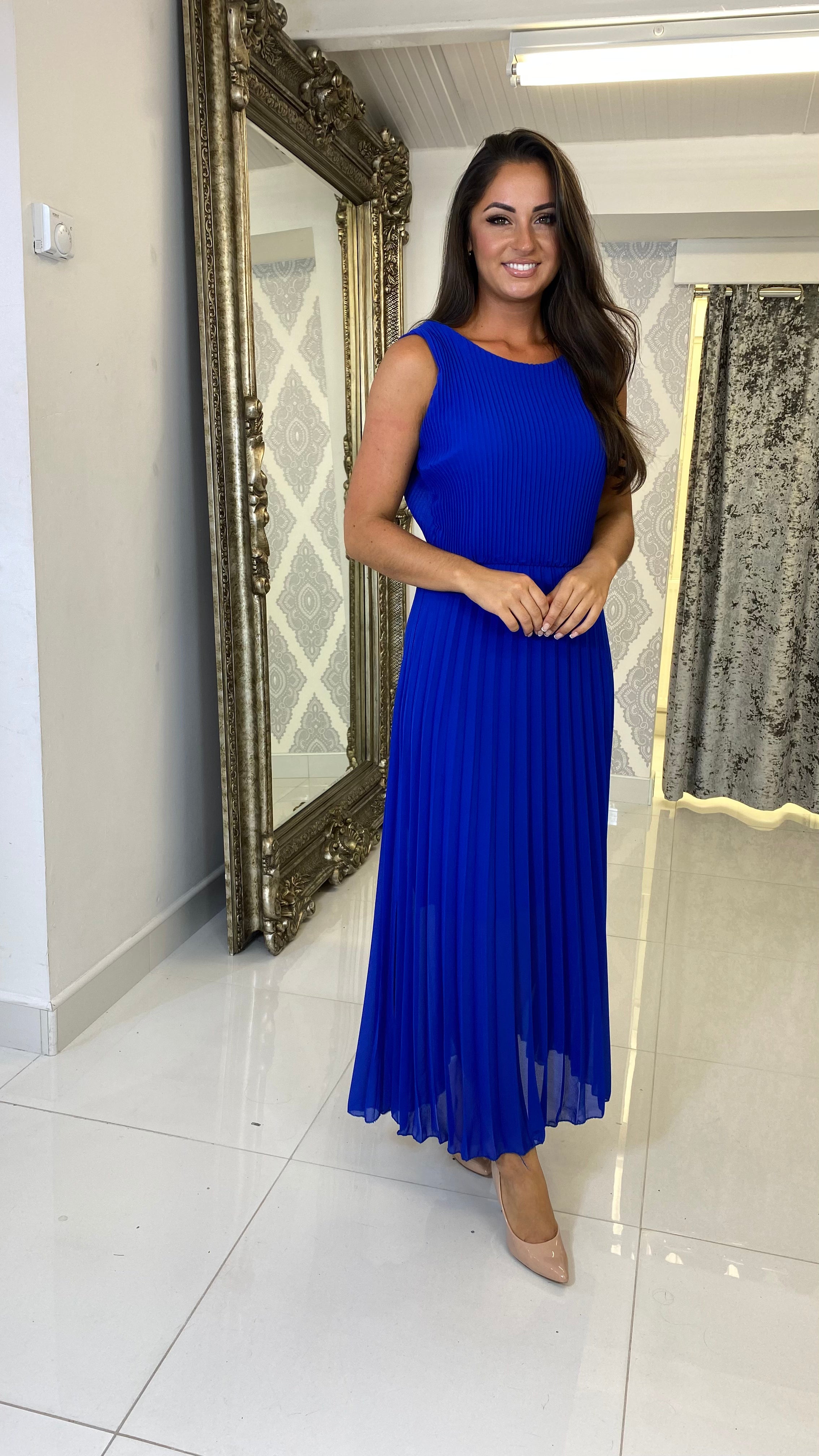 Cobalt blue hotsell pleated dress